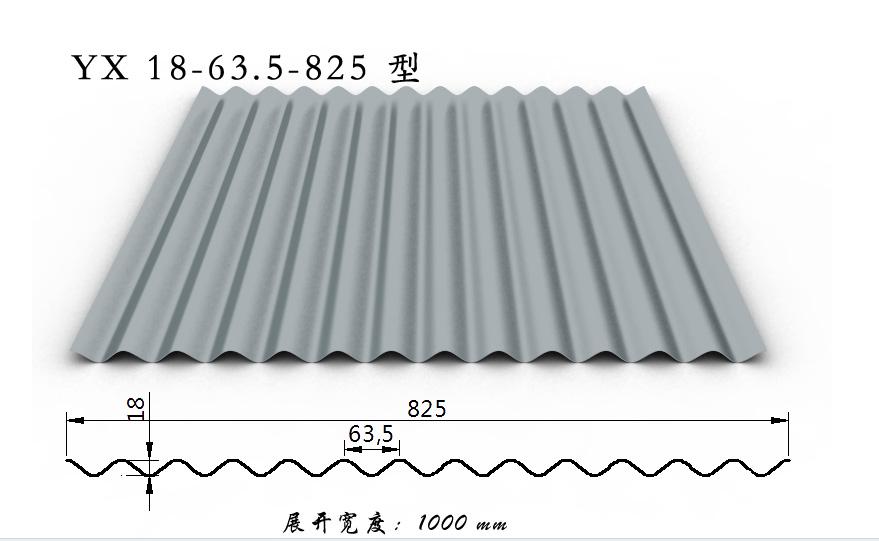 汽车4S店吊顶板825型波浪瓦836型波纹板，镀铝锌彩钢瓦